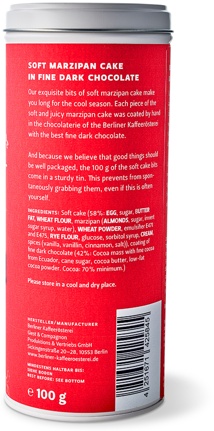 Baumkuchenkonfekt in Edelbitterschokolade 70% Baumkuchenkonfekt in Edelbitterschokolade 70%