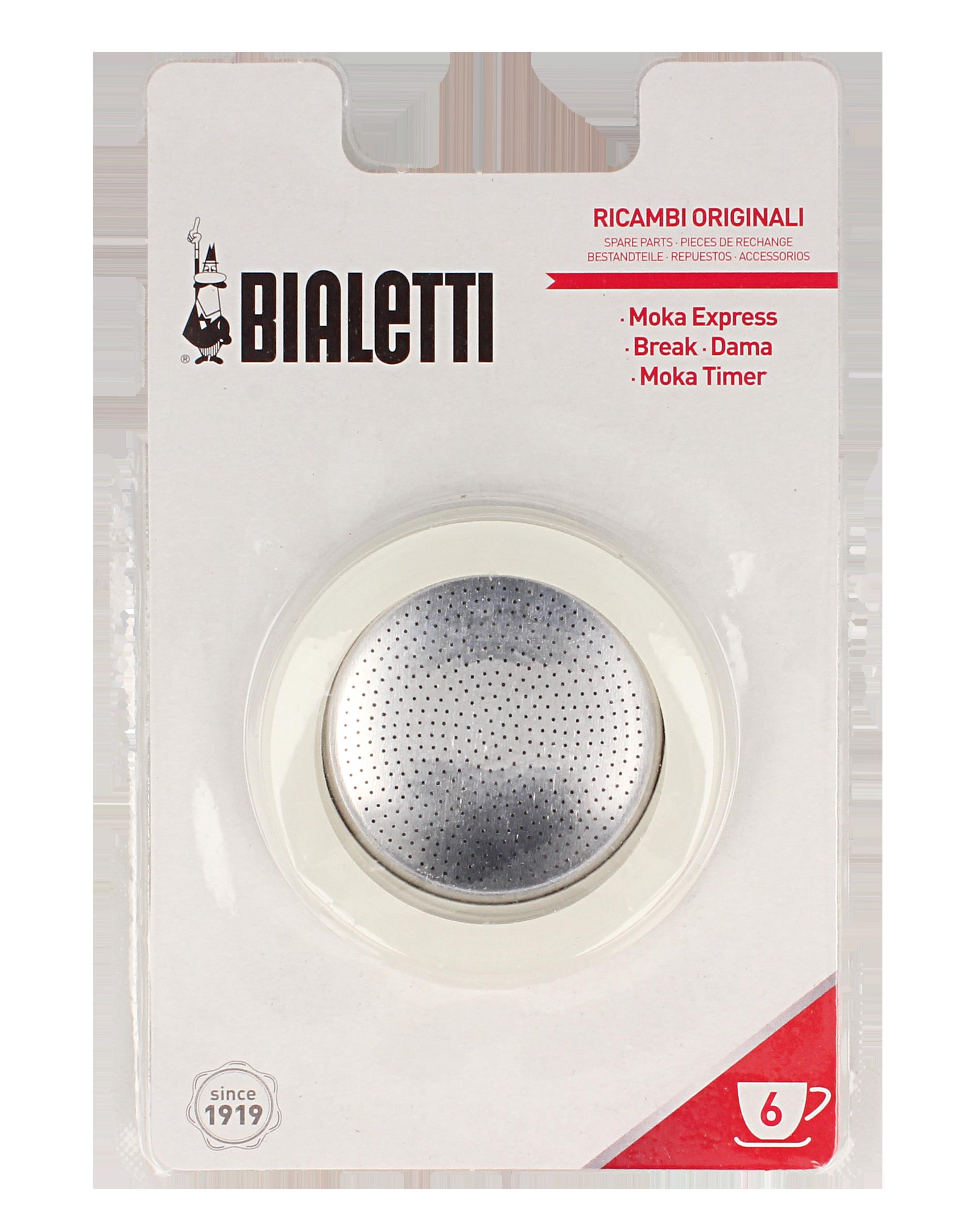 Bialetti - 3 Dichtungen + 1 Filtersieb Aluminiumkannen 6 Tassen