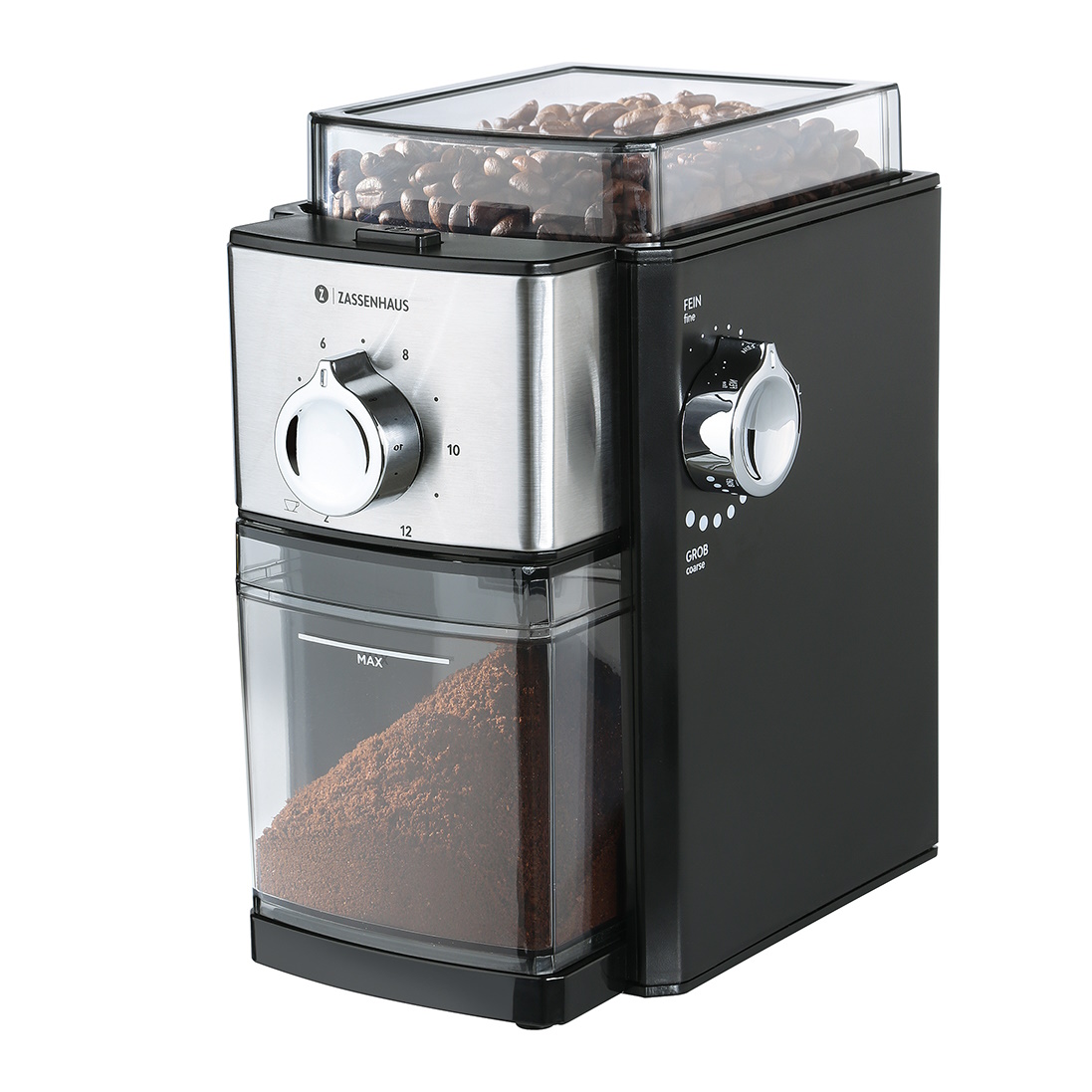 Zassenhaus - elektrische Kaffeemühle Kingston Steel mit 17 Stufen Zassenhaus - elektrische Kaffeemühle Kingston Steel mit 17 Stufen