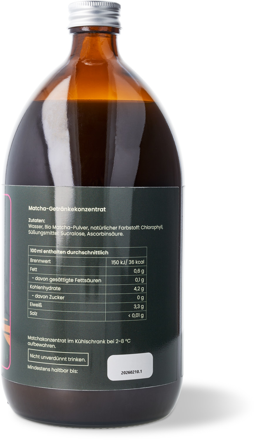 Matcha Getränkekonzentrat in der Flasche vegan glutenfrei (1.000ml)