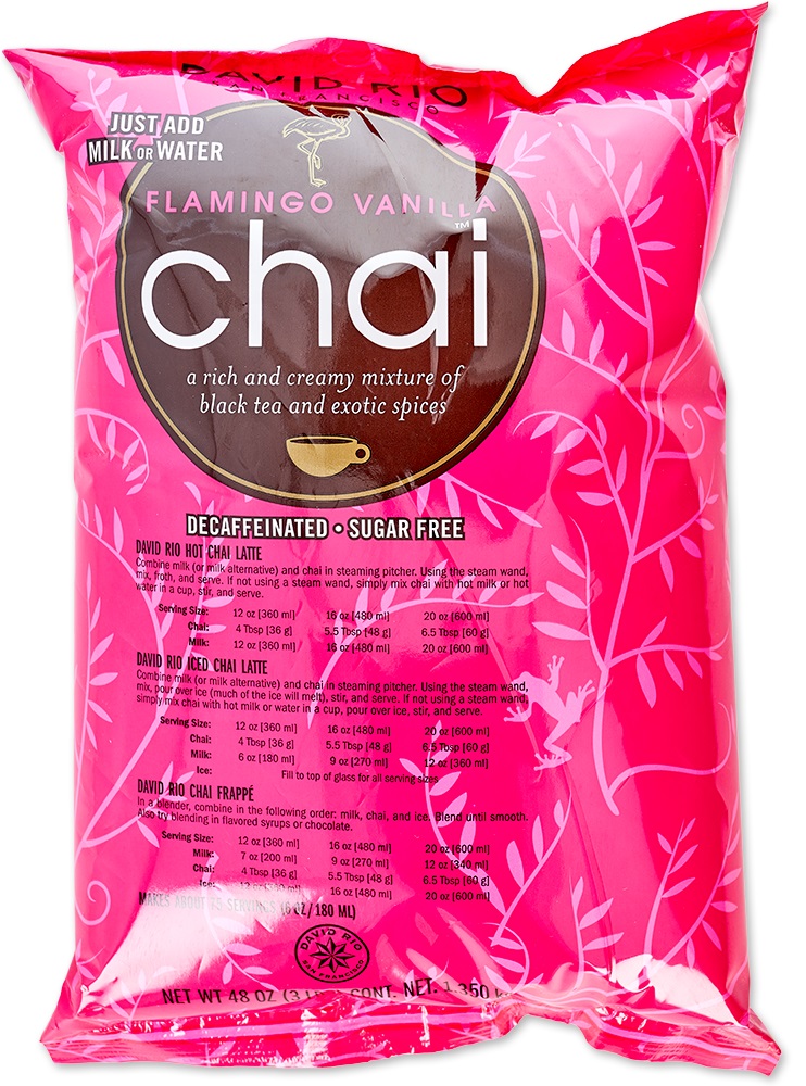 David Rio - Flamingo Vanilla decaf Chai - Refill Beutel (1350 g) David Rio - Flamingo Vanilla decaf Chai - Refill Beutel (1350 g)