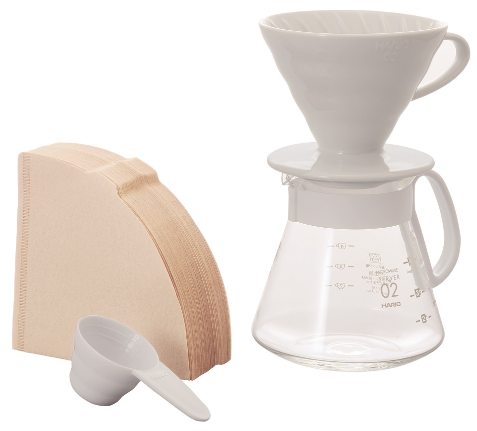 Hario - Dripper | Handfilter Starterset V60 Größe 02 Porzellan weiß Hario - Dripper | Handfilter Starterset V60 Größe 02 Porzellan weiß