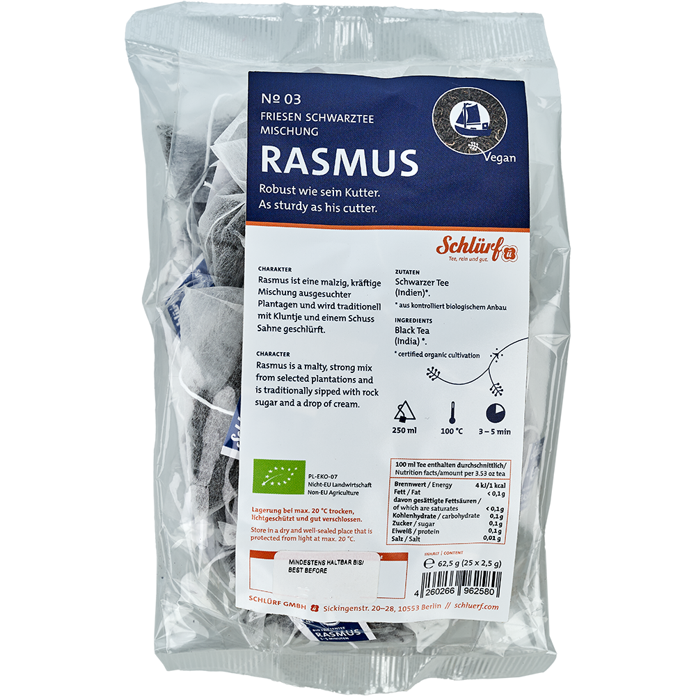 Schlürf - Tüüten - №03 BIO Friesentee "Rasmus" (25er) Schlürf - Tüüten - №03 BIO Friesentee "Rasmus" (25er)