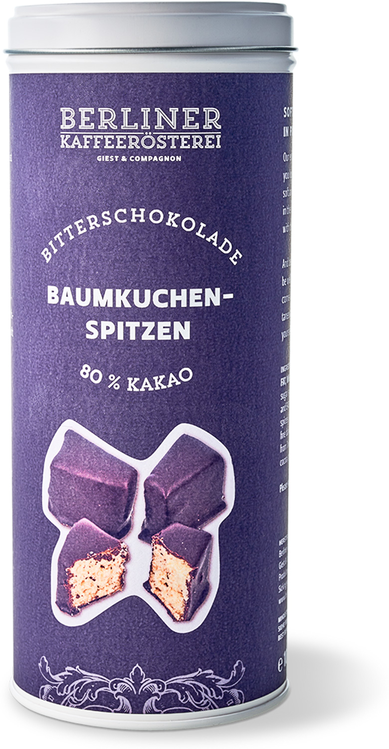 Baumkuchenkonfekt in Edelbitterschokolade 80% Baumkuchenkonfekt in Edelbitterschokolade 80%