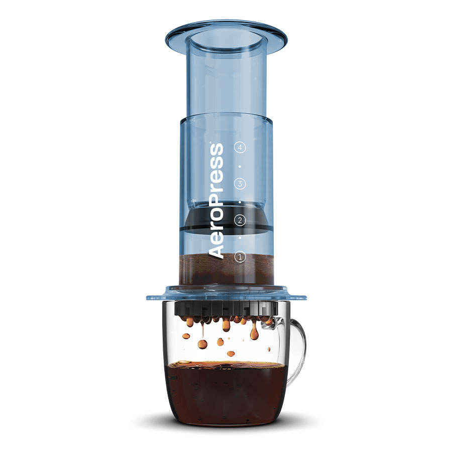 AeroPress® - Clear Coffee Press inkl. 100 Filter (Original in durchsichtig Blau)