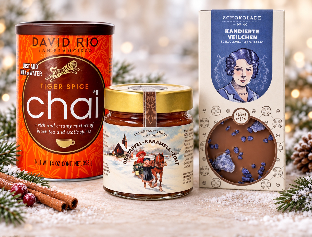 Geschenkset "Winterjlück" mit Chai, Aufstrich und Schokolade