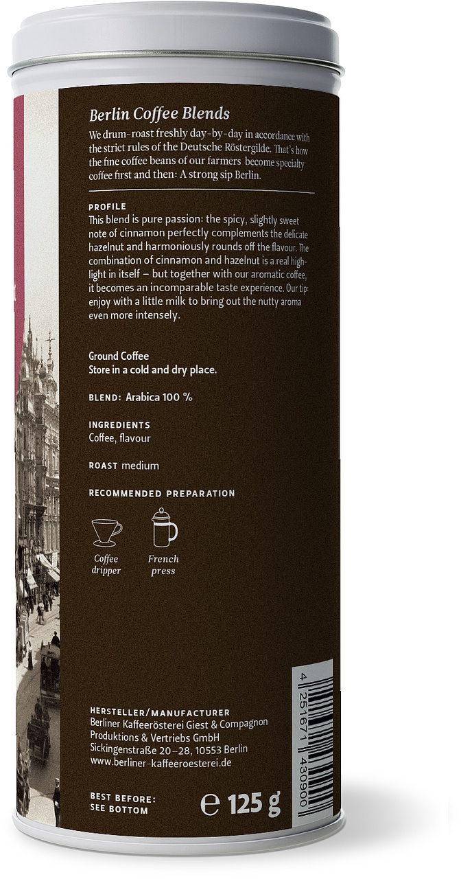aromatisierter Kaffee Haselnuss-Zimt (125g / gemahlen)