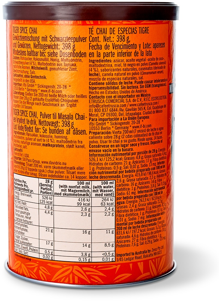 David Rio - Tiger Spice Chai - Dose (398 g) David Rio - Tiger Spice Chai - Dose (398 g)