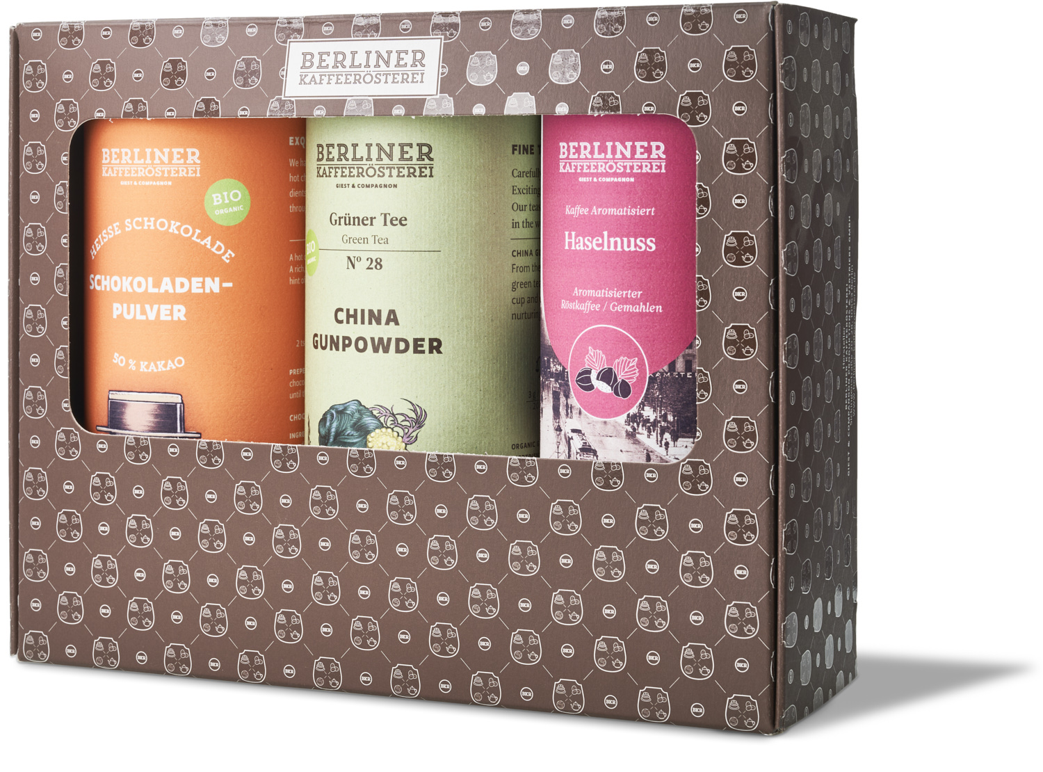 Ihr eigenes Wunsch-Set: 1 Dose heiße Schokolade & 2 Dosen Kaffee oder Tee nach Wahl inkl. Karton Ihr eigenes Wunsch-Set: 1 Dose heiße Schokolade & 2 Dosen Kaffee oder Tee nach Wahl inkl. Karton