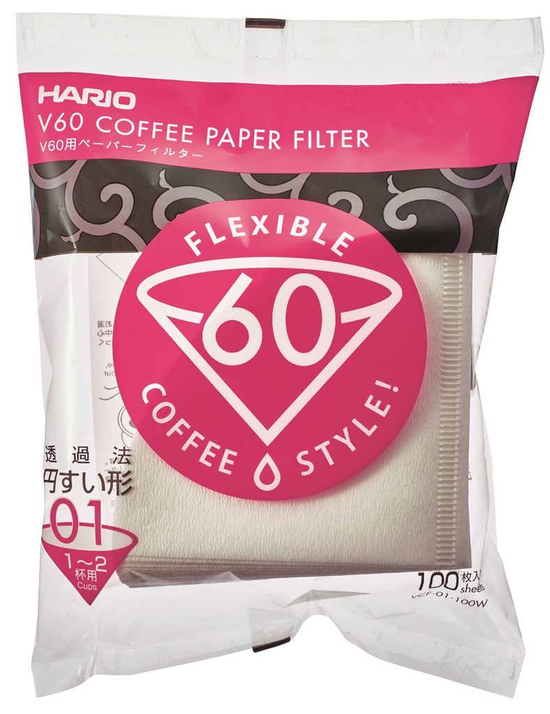 Hario - Papierfilter 01 für Hand-Kaffeefilter | Dripper V60 Größe 01 (100 Stück)