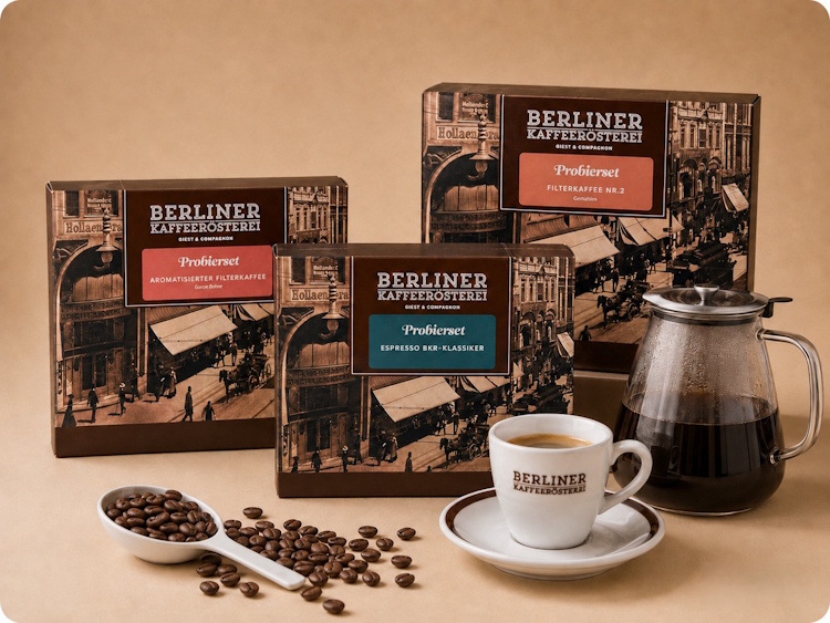 Berliner Kaffeerösterei Geschenke Sets Kaffee Tee Süsses Probiersets