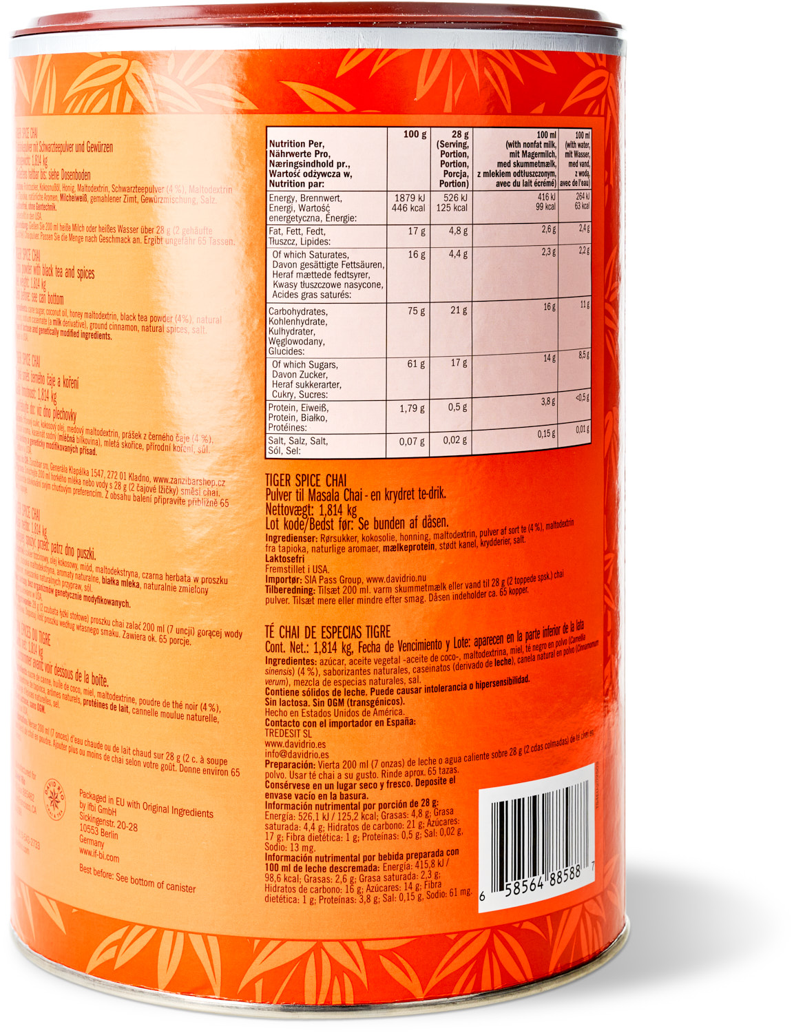 David Rio - Tiger Spice Chai - Dose (1814 g, EU)