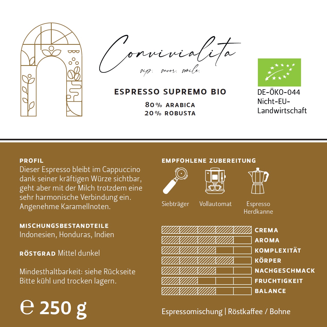 Convivialita Espresso (1000g / ganze Bohne)