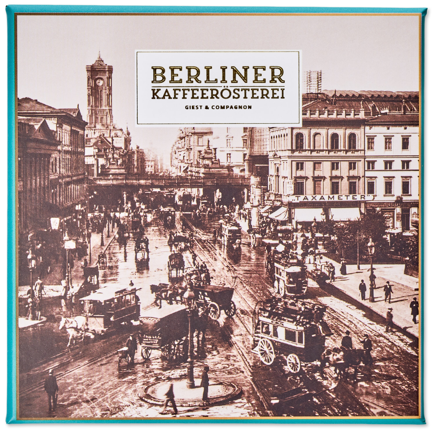 Berliner Manufakturstücke - 9er Pralinenbox im Nostalgiedesign mit Banderole Grüsse aus Berlin
