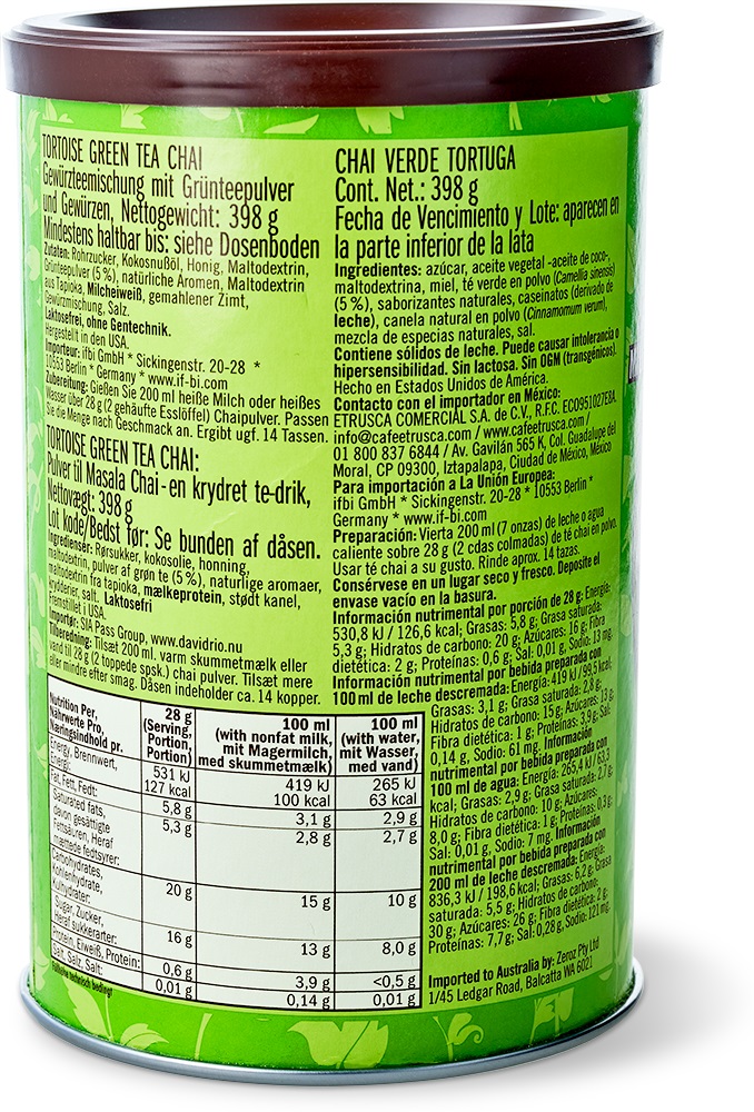David Rio - Tortoise Green Chai - Dose (398 g) David Rio - Tortoise Green Chai - Dose (398 g)
