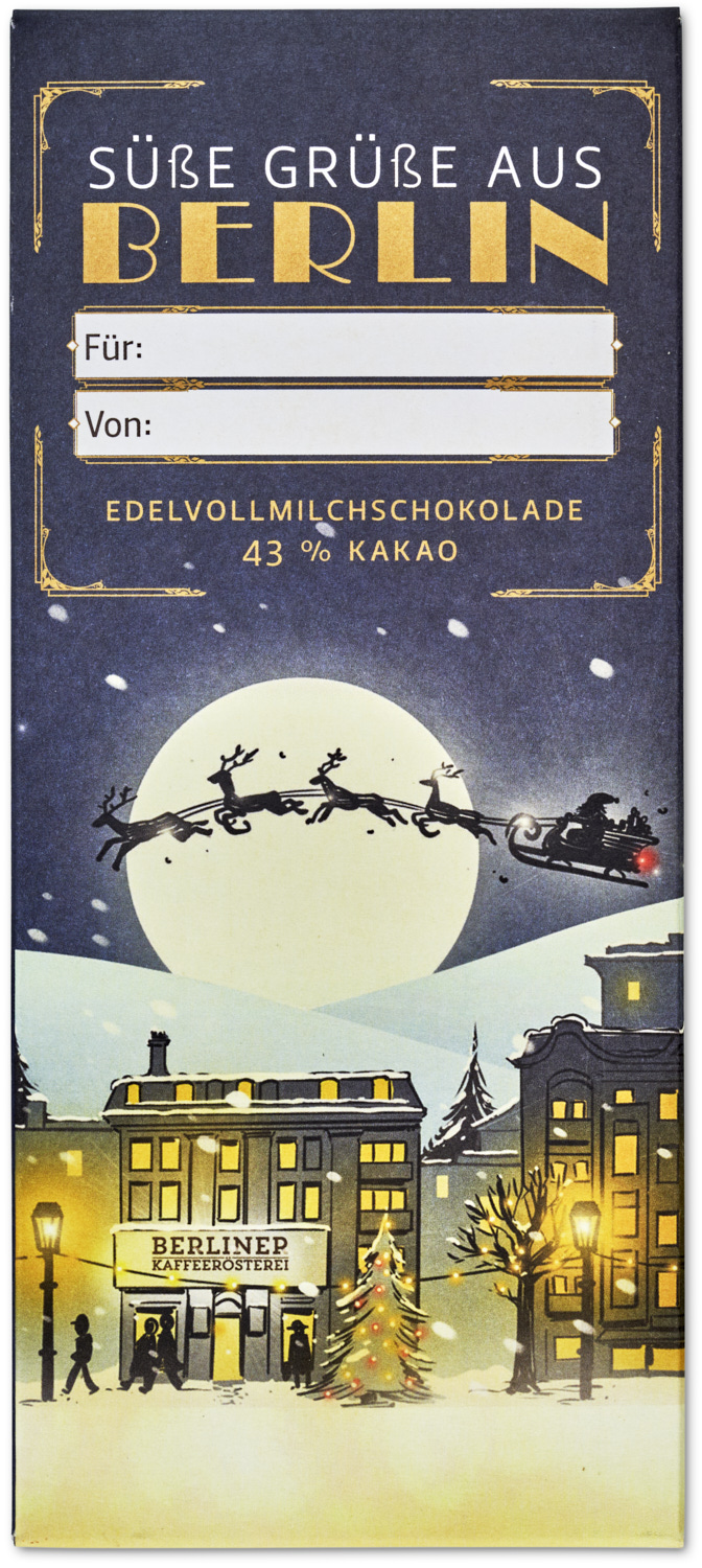 Weihnachtstafel zum Beschriften - Süße Grüße aus Berlin (Edelvollmilch 43 %) Weihnachtstafel zum Beschriften - Süße Grüße aus Berlin (Edelvollmilch 43 %)