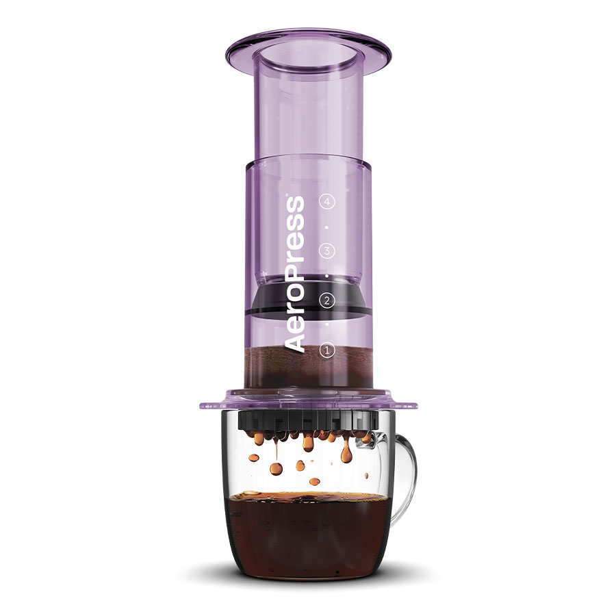 AeroPress® - Clear Coffee Press inkl. 100 Filter (Original in durchsichtig Lila)