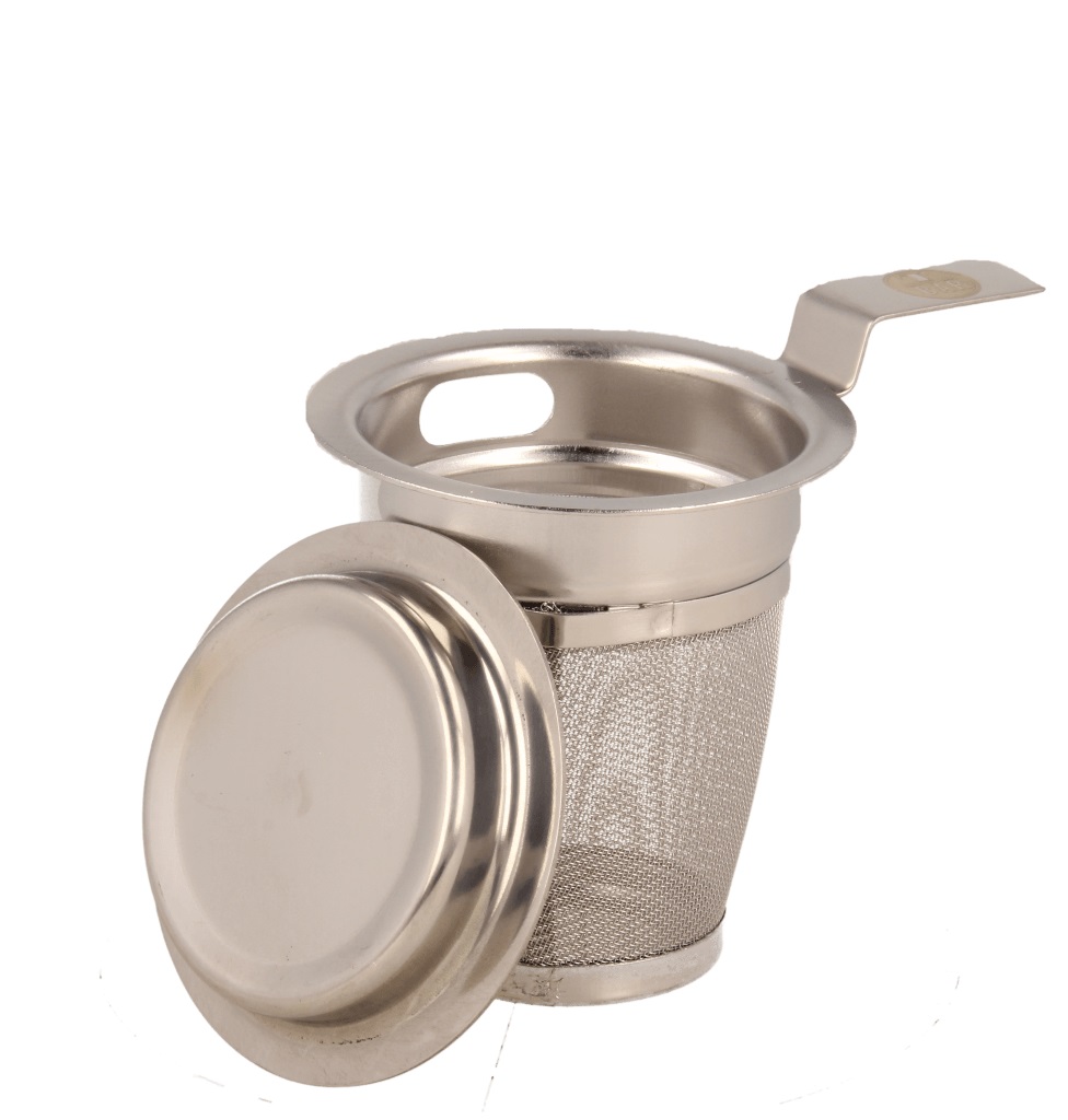 Tee-Sieb „Teezeit“ mit Ablage (Größe: M; Ø: 6 cm; H: 7,4 cm)