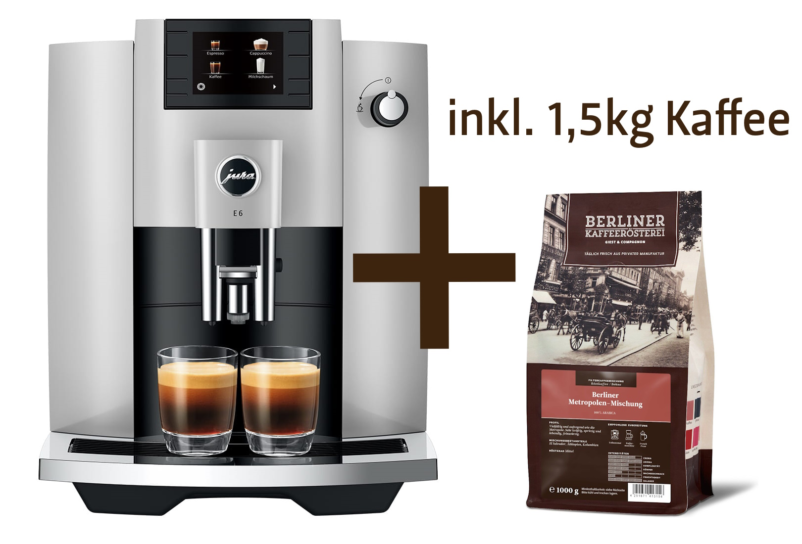 Jura E6 Platin 15676 (ECS) inklusive 1,5kg Kaffee