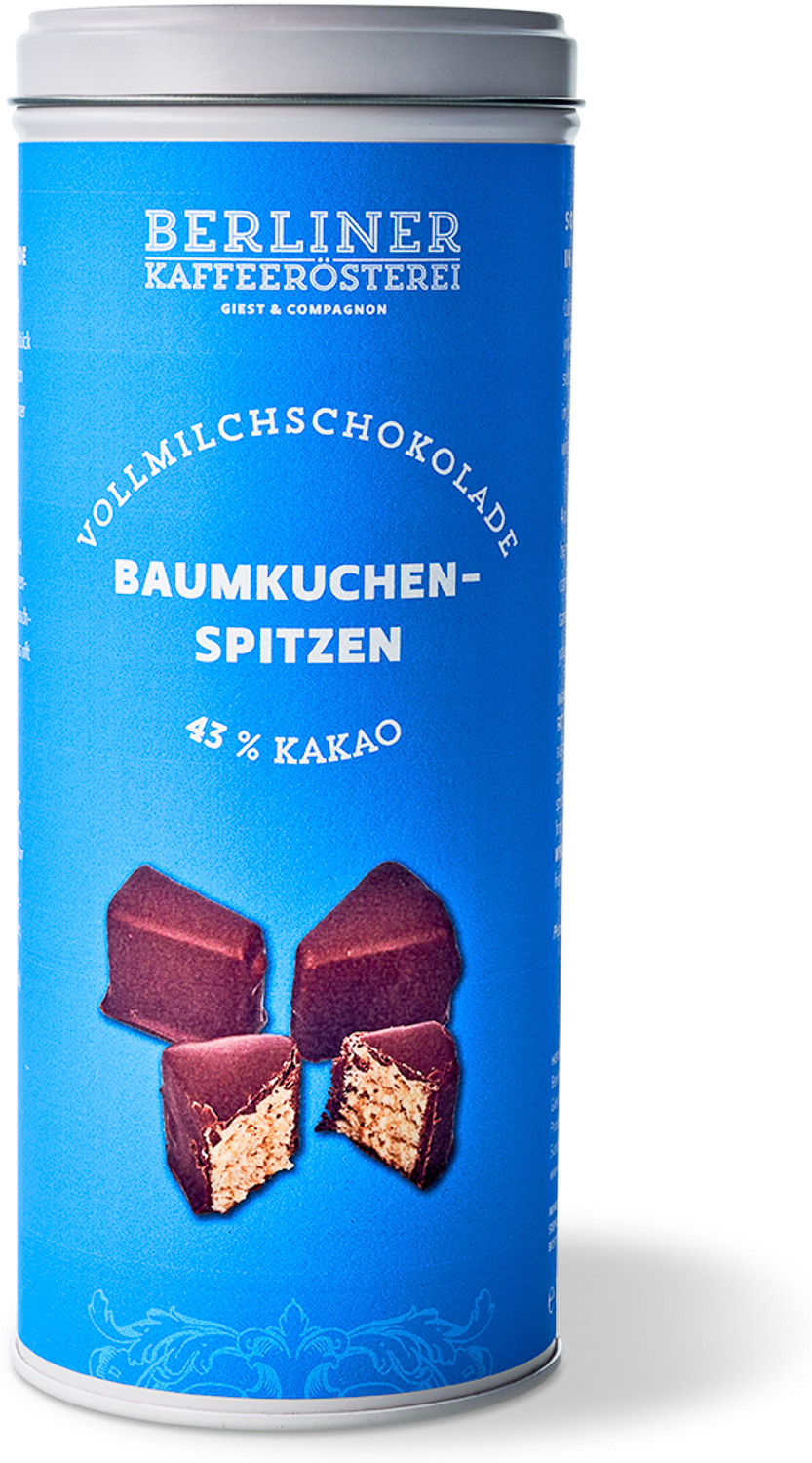Baumkuchenkonfekt in Edelvollmilchschokolade 43% Baumkuchenkonfekt in Edelvollmilchschokolade 43%